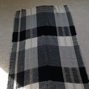 Black, Gray And Beige Plaid Scarf